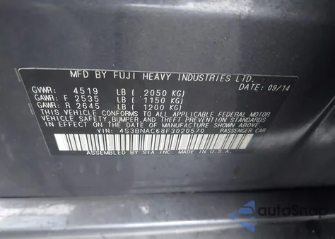 2015 Subaru Legacy 2.5I Premium z USA, uszkodzony, nr VIN 4S3BNAC68F3020570